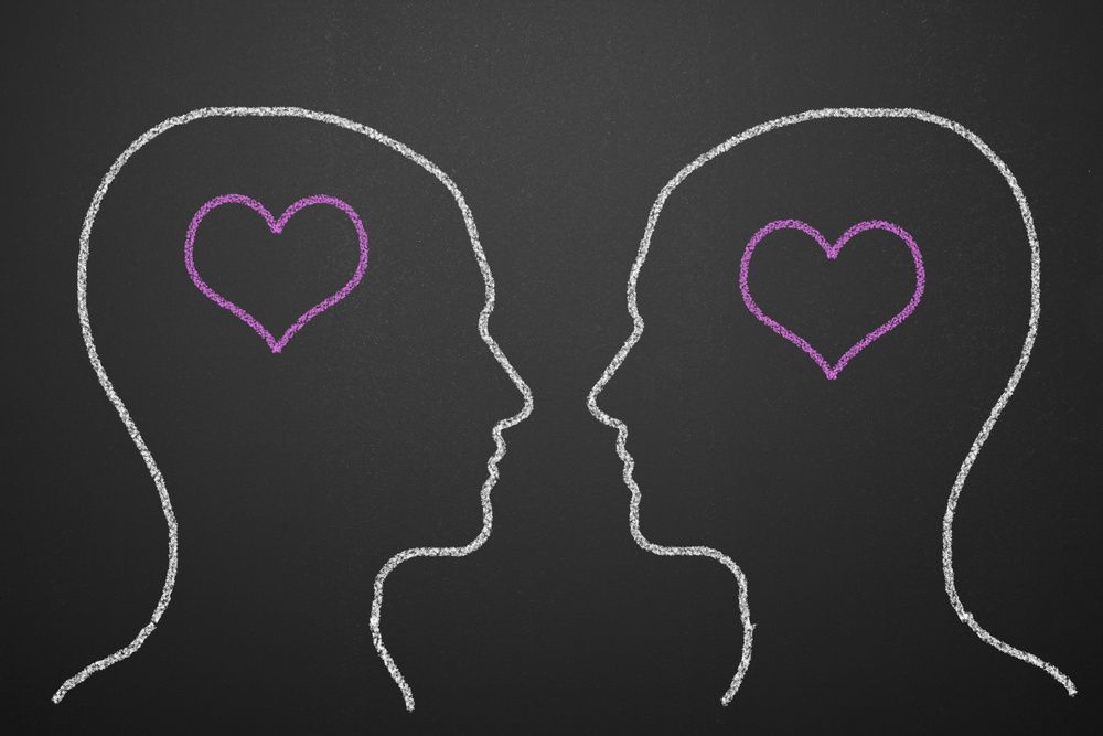 imagem do conceito de quadro de amor que duas pessoas amam no cérebro